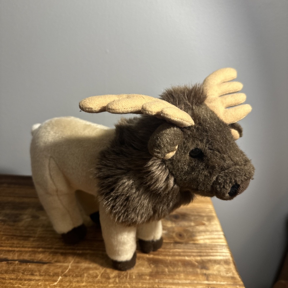Aurora World 11" Elk Plush Stuffed Animal 2017 Reindeer Moose Deer Brown Cream
